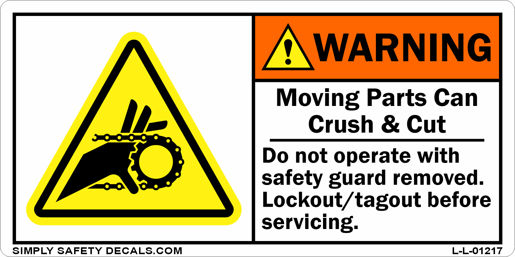 L-L-01217 - ANSI Labels - Warning Labels English | Simply Safety Decals
